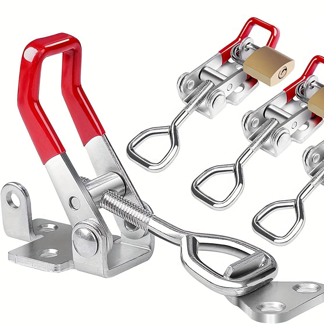 HASTHIP 6 Pack Heavy Duty Toggle Latch Clamp, Adjustable Toggle Clamp Latch With Lock Hole, 550lbs Holding Capacity Pull Latch for Tool Box Case, Cabinet HASTHIP 6 Pack Heavy Duty Toggle Latch Clamp, Adjustable Toggle Clamp Latch With Lock Hole, 550lbs Holding Capacity Pull Latch for Tool Box Case, Cabinet